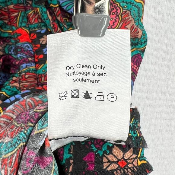 VERONICA BEARD Ari Ruched Midi Skirt Womens 10 Red Paisley Floral Print Slip - Picture 13 of 16